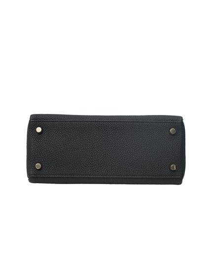 KELLY 25 RETOURNE BLACK TOGO LEATHER  GOLD HARDWARE STAMP B