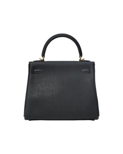 KELLY 25 RETOURNE BLACK TOGO LEATHER  GOLD HARDWARE STAMP B