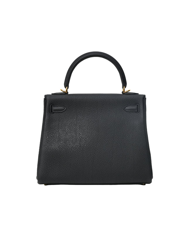 KELLY 25 RETOURNE BLACK TOGO LEATHER  GOLD HARDWARE STAMP B