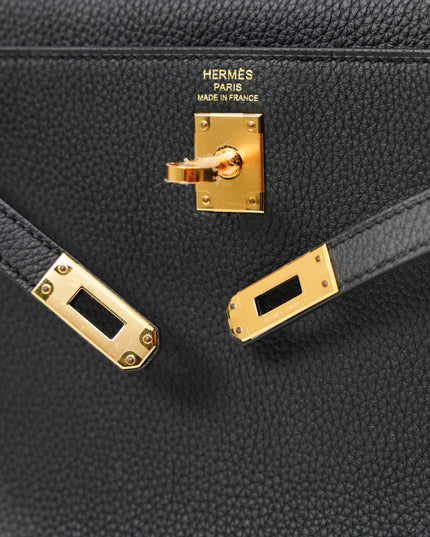 KELLY 25 RETOURNE BLACK TOGO LEATHER  GOLD HARDWARE STAMP B