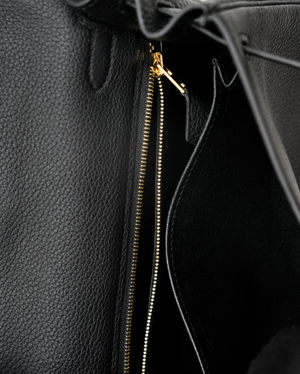 KELLY 25 RETOURNE BLACK TOGO LEATHER  GOLD HARDWARE STAMP B