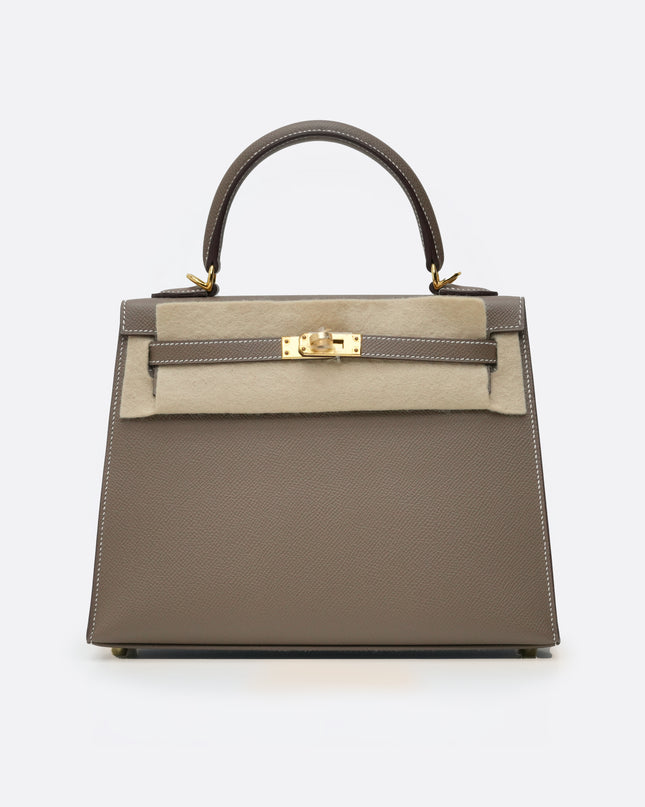 KELLY SELLIER 25 ETOUPE GOLD HARDWARE STAMP W