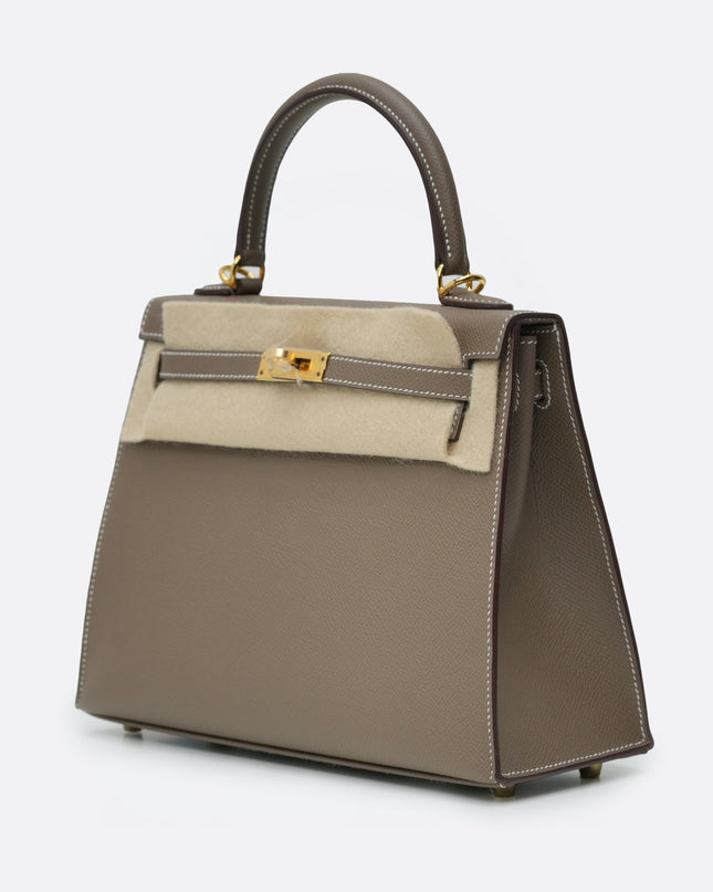 KELLY SELLIER 25 ETOUPE GOLD HARDWARE STAMP W