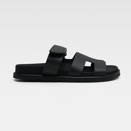 CHYPRE LEATHER SANDALS LADIES BLACK VELCRO STRAP