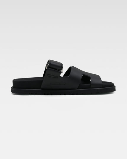 CHYPRE LEATHER SANDALS BLACK VELCRO STRAP - SIZE 36