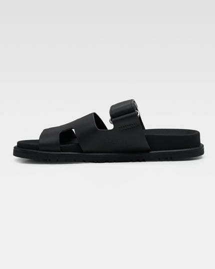 CHYPRE LEATHER SANDALS BLACK VELCRO STRAP - SIZE 36