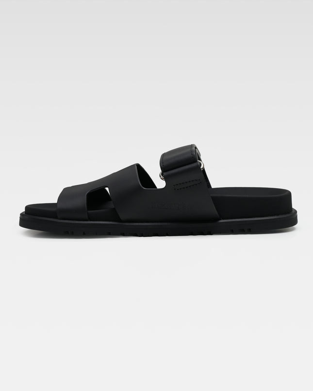 CHYPRE LEATHER SANDALS BLACK VELCRO STRAP - SIZE 36