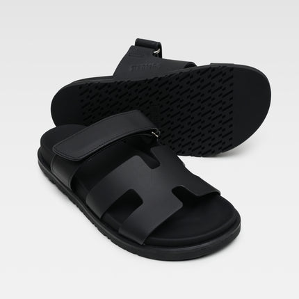 CHYPRE LEATHER SANDALS LADIES BLACK VELCRO STRAP
