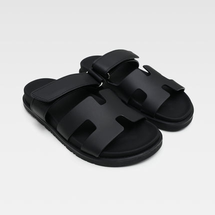 CHYPRE LEATHER SANDALS LADIES BLACK VELCRO STRAP