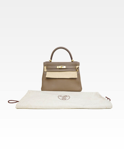 KELLY 28 ETOUPE WITH GOLD HARDWARE STAMP T
