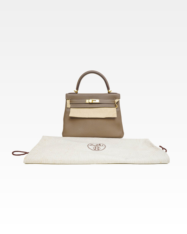 KELLY 28 ETOUPE WITH GOLD HARDWARE STAMP T