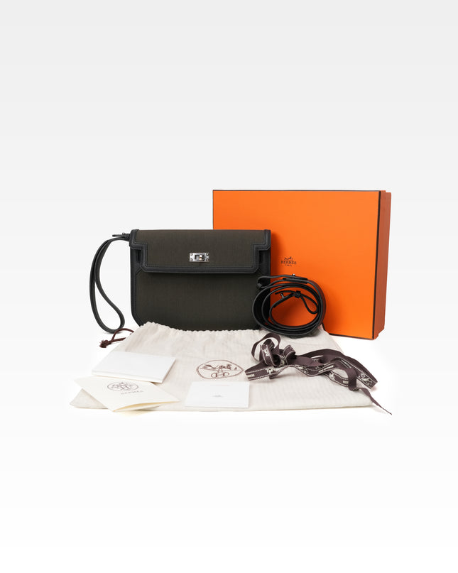 KELLY DEPECHE 25 WOLLYCOT CANVAS TOGO PALADIUM HARDWARE POUCH