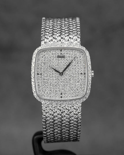 VINTAGE WHITEGOLD FULL PAVE DIAMOND & SAPPHIRE DIAL (WATCH ONLY)