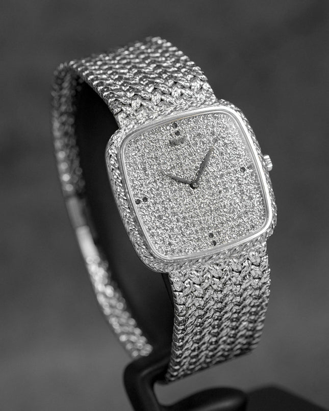 VINTAGE WHITEGOLD FULL PAVE DIAMOND & SAPPHIRE DIAL (WATCH ONLY)