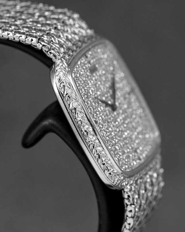 VINTAGE WHITEGOLD FULL PAVE DIAMOND & SAPPHIRE DIAL (WATCH ONLY)