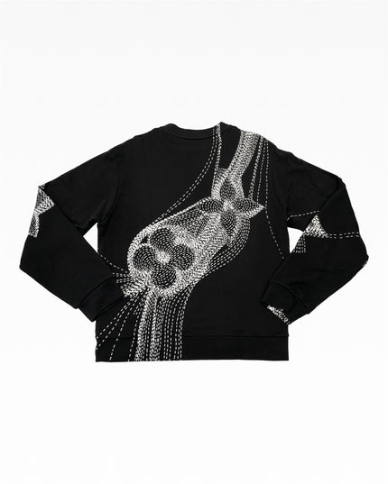 20AW COTTON SWEATER BLACK FLOWER PRINTED - Size L