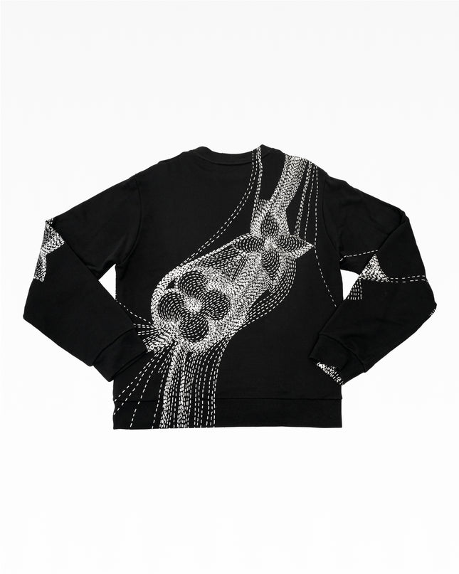 20AW COTTON SWEATER BLACK FLOWER PRINTED - Size L