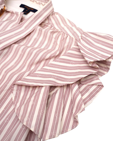 LADIES SHIRT WITH ZIPPER STRIPES PINK X WHITE SIZE 36