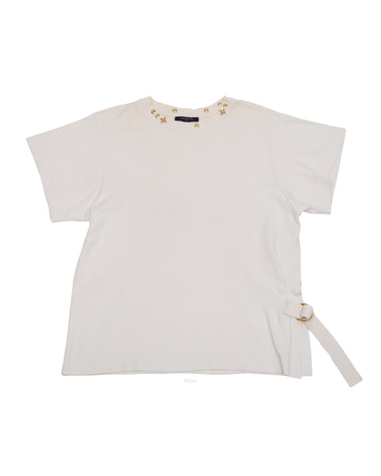 LOGO WHITE LADIES T-SHIRT WITH SIDE STRAP SIZE M