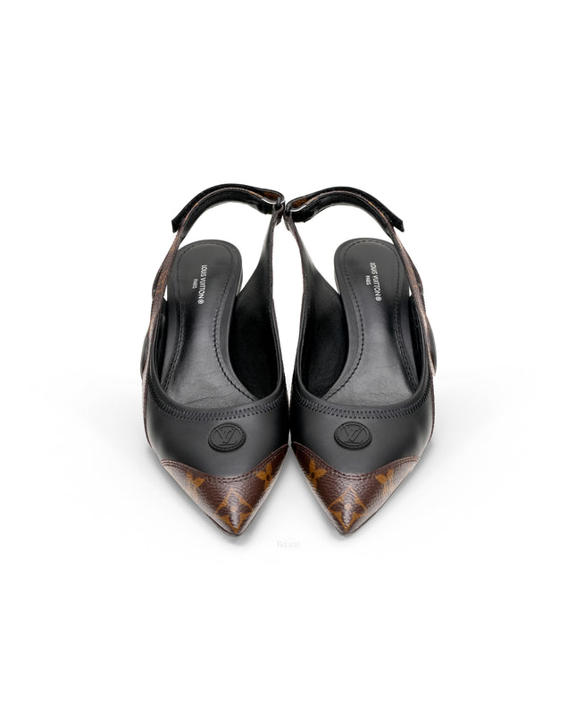 MONOGRAM ARCHLIGHT 22 PUMPS BLACK X BROWN LOGO SIZE 36.5