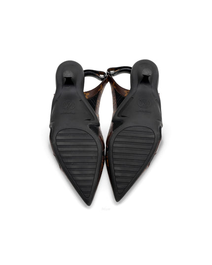 MONOGRAM ARCHLIGHT 22 PUMPS BLACK X BROWN LOGO SIZE 36.5
