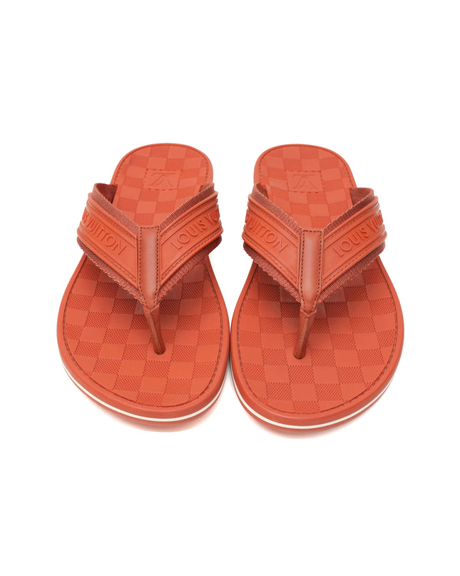 BEACH SANDALS MEN DAMIER ORANGE SIZE 8