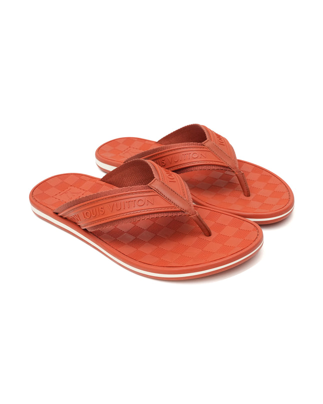 BEACH SANDALS MEN DAMIER ORANGE SIZE 8