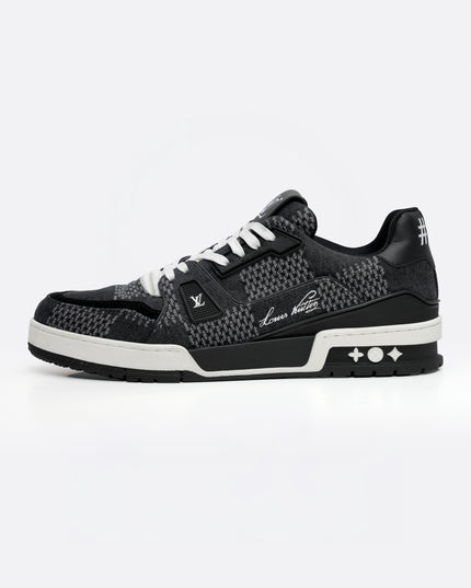 TRAINER LINE 2024 DENIM SNEAKERS DAMIER LOGO BLACK - SIZE 8