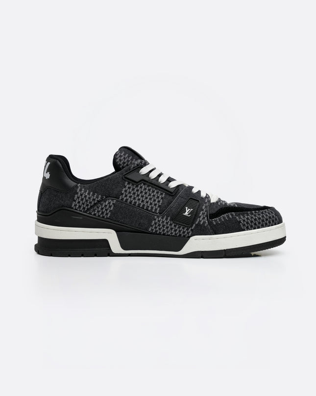 TRAINER LINE 2024 DENIM SNEAKERS DAMIER LOGO BLACK - SIZE 8