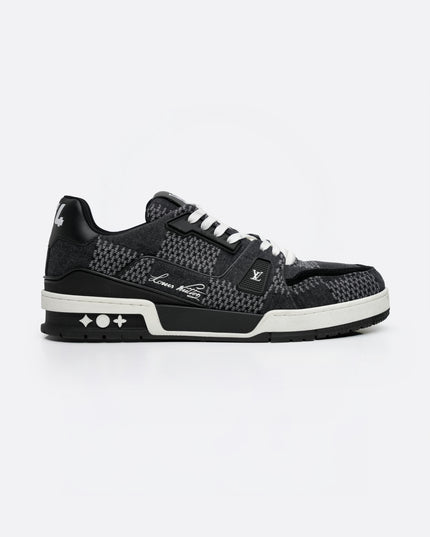 TRAINER LINE 2024 DENIM SNEAKERS DAMIER LOGO BLACK - SIZE 8