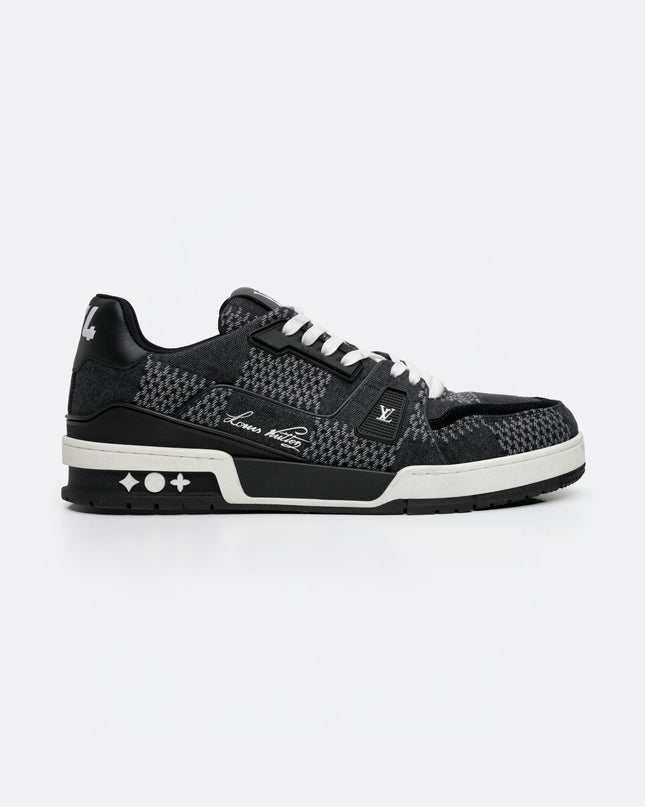 TRAINER LINE 2024 DENIM SNEAKERS DAMIER LOGO BLACK - SIZE 8