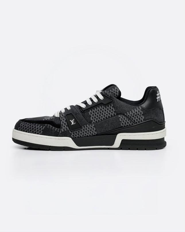 TRAINER LINE 2024 DENIM SNEAKERS DAMIER LOGO BLACK - SIZE 8