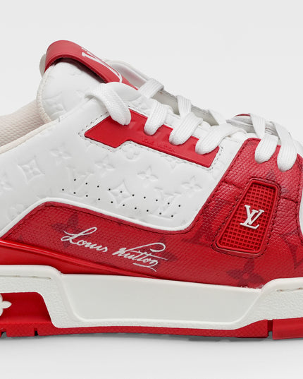 TRAINER LINE 22 YEARS LEATHER SNEAKERS MEN WHITE X RED MONOGRAM MINI