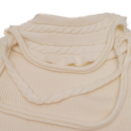 CARDIGAN WOMEN WHITE WITH BRAIDED DETAILS