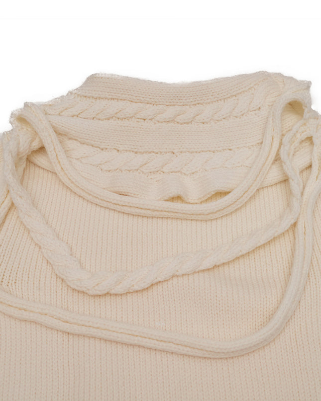 CARDIGAN WHITE WITH BRAIDED DETAILS - SIZE S