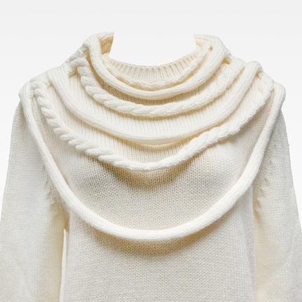 CARDIGAN WOMEN WHITE WITH BRAIDED DETAILS