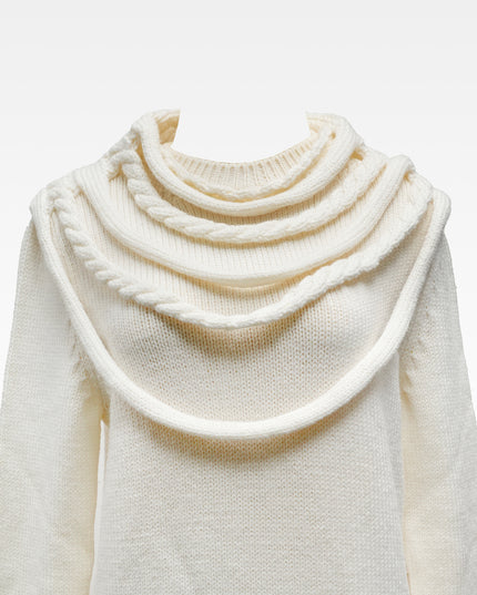 CARDIGAN WHITE WITH BRAIDED DETAILS - SIZE S