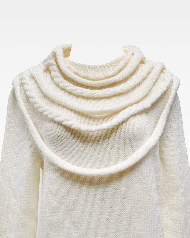 CARDIGAN WHITE WITH BRAIDED DETAILS - SIZE S
