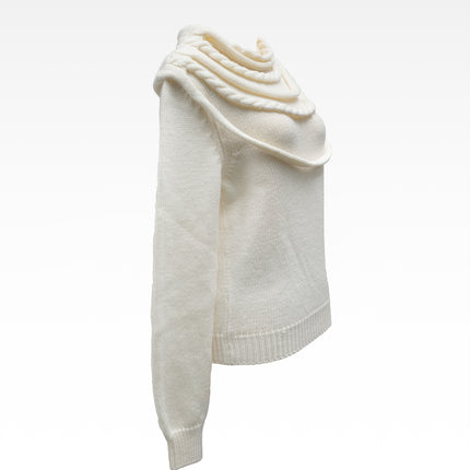 CARDIGAN WOMEN WHITE WITH BRAIDED DETAILS