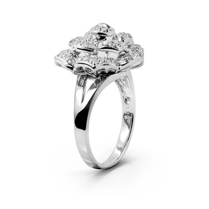 RAE WHITEGOLD FLOWER RING TOTAL 0.60CT ROUND CUT NATURAL DIAMOND