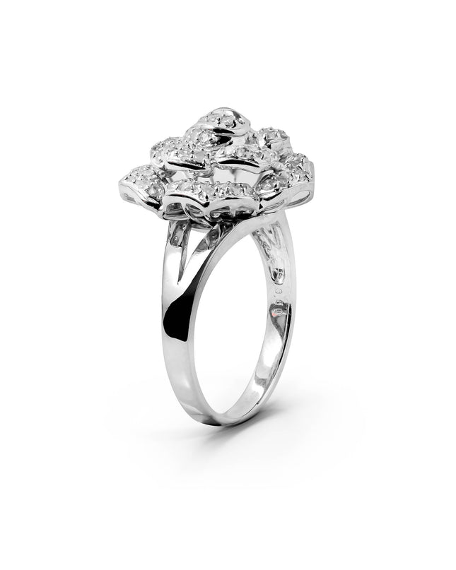 RAE WHITEGOLD FLOWER RING TOTAL 0.60CT ROUND CUT NATURAL DIAMOND