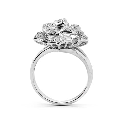 RAE WHITEGOLD FLOWER RING TOTAL 0.60CT ROUND CUT NATURAL DIAMOND