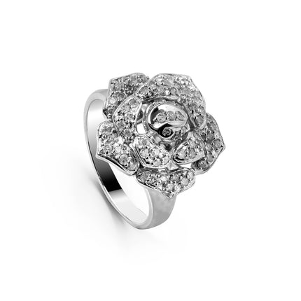 RAE WHITEGOLD FLOWER RING TOTAL 0.60CT ROUND CUT NATURAL DIAMOND