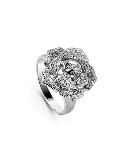 RAE WHITEGOLD FLOWER RING TOTAL 0.60CT ROUND CUT NATURAL DIAMOND