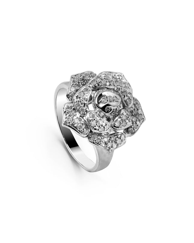 RAE WHITEGOLD FLOWER RING TOTAL 0.60CT ROUND CUT NATURAL DIAMOND