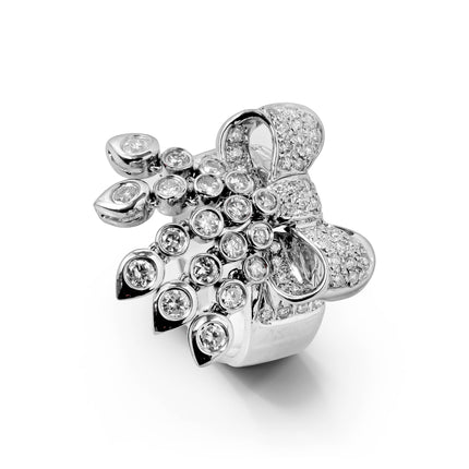 LILAC WHITEGOLD RIBBON RING TOTAL 1.07CT ROUND CUT NATURAL DIAMOND