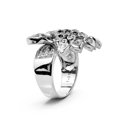 LILAC WHITEGOLD RIBBON RING TOTAL 1.07CT ROUND CUT NATURAL DIAMOND