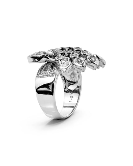 LILAC WHITEGOLD RIBBON RING TOTAL 1.07CT ROUND CUT NATURAL DIAMOND