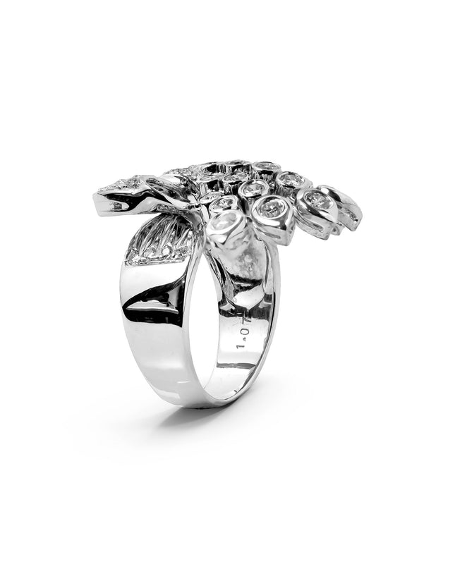 LILAC WHITEGOLD RIBBON RING TOTAL 1.07CT ROUND CUT NATURAL DIAMOND