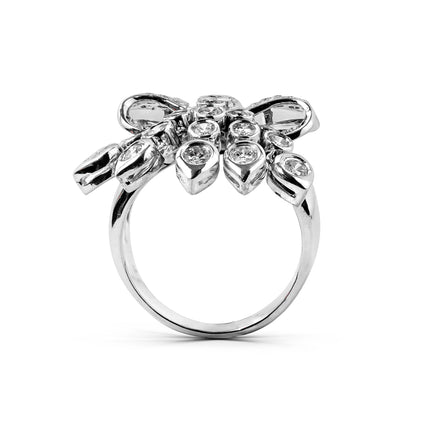 LILAC WHITEGOLD RIBBON RING TOTAL 1.07CT ROUND CUT NATURAL DIAMOND